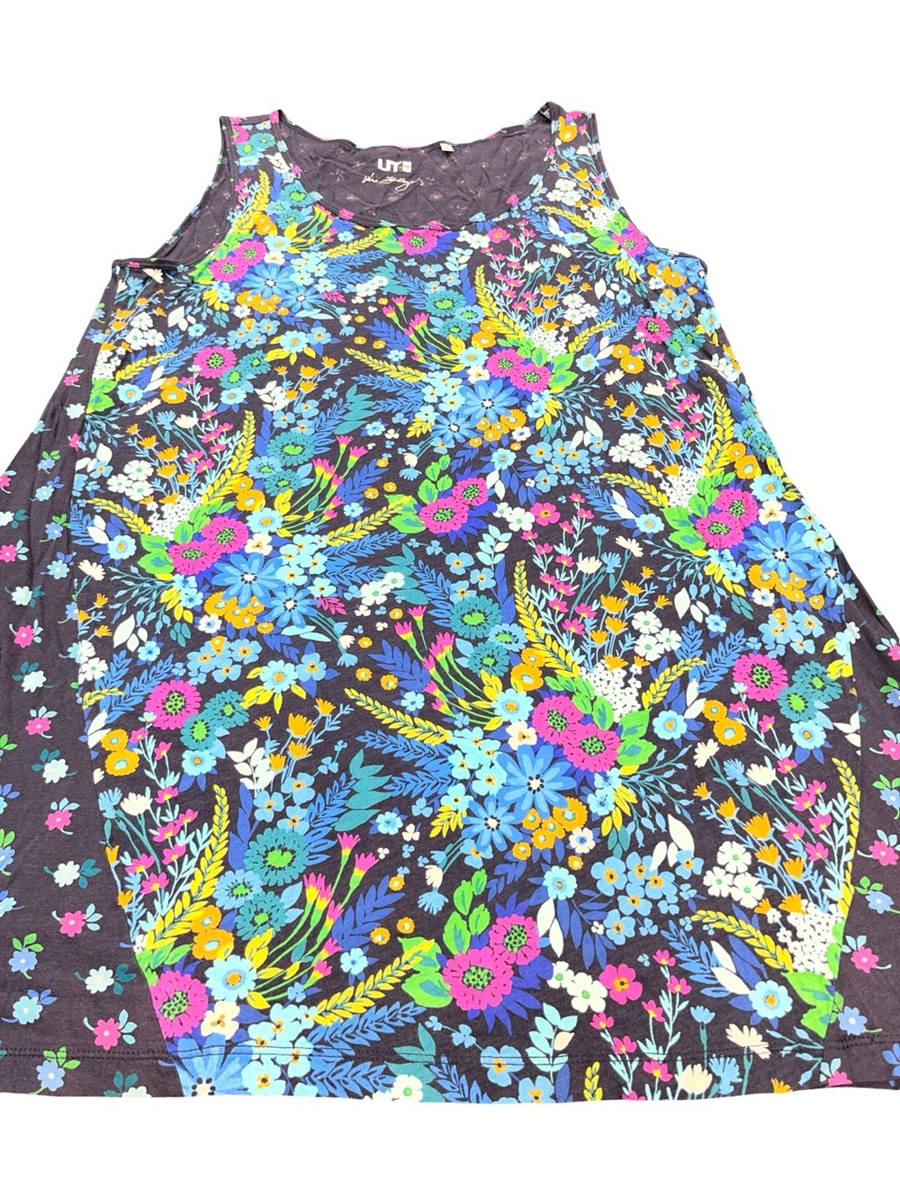 UNIQLO Vera Bradley Sleeveless Tunic Tank Top Size L Vibrant Botanical Pattern - Picture 3 of 10